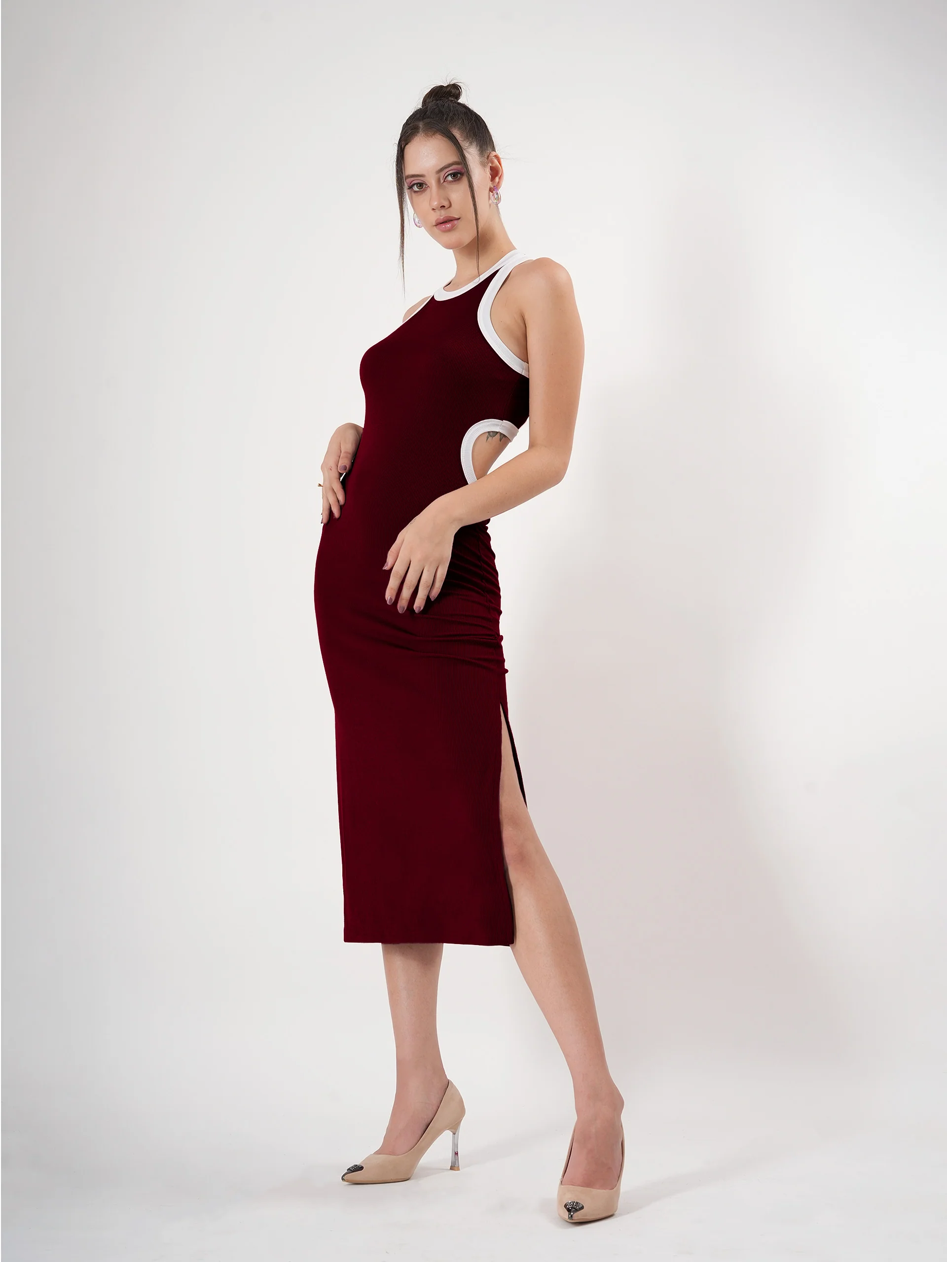 Clobug Sleeveless Midi Dress With Round Neck Back Detail - Image 49