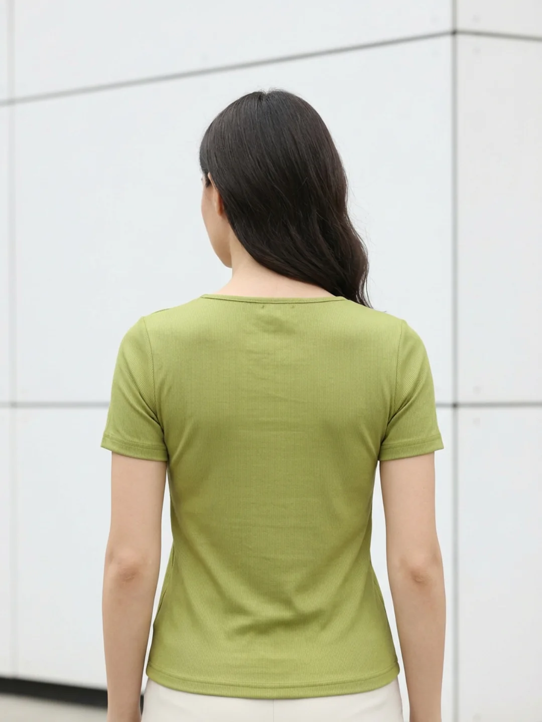 Clobug Solid Square Neck Half Sleeve Fitted Top - Image 58