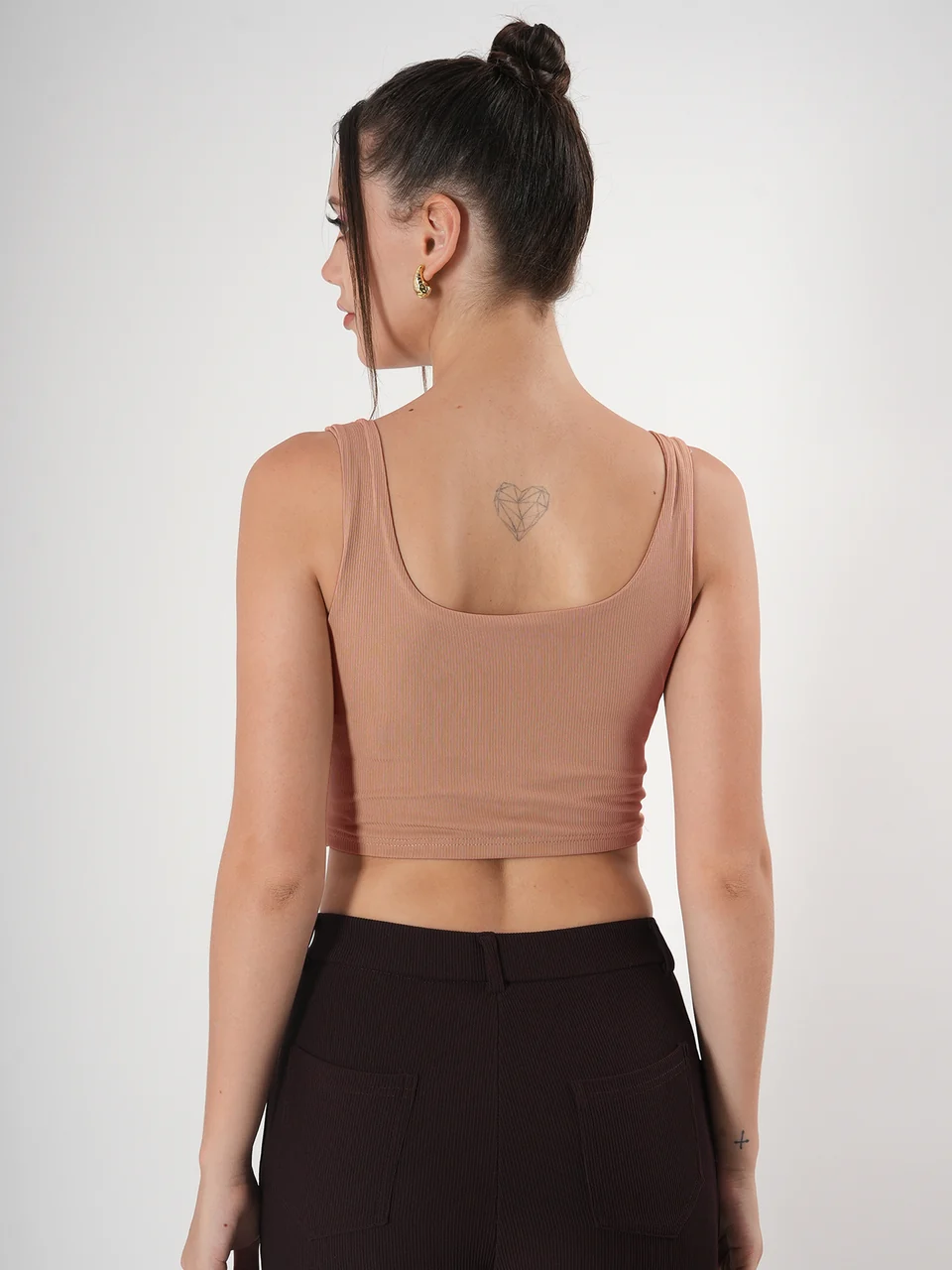 Clobug Solid Square Neck Sleeveless Body Fitted Crop Top - Image 36