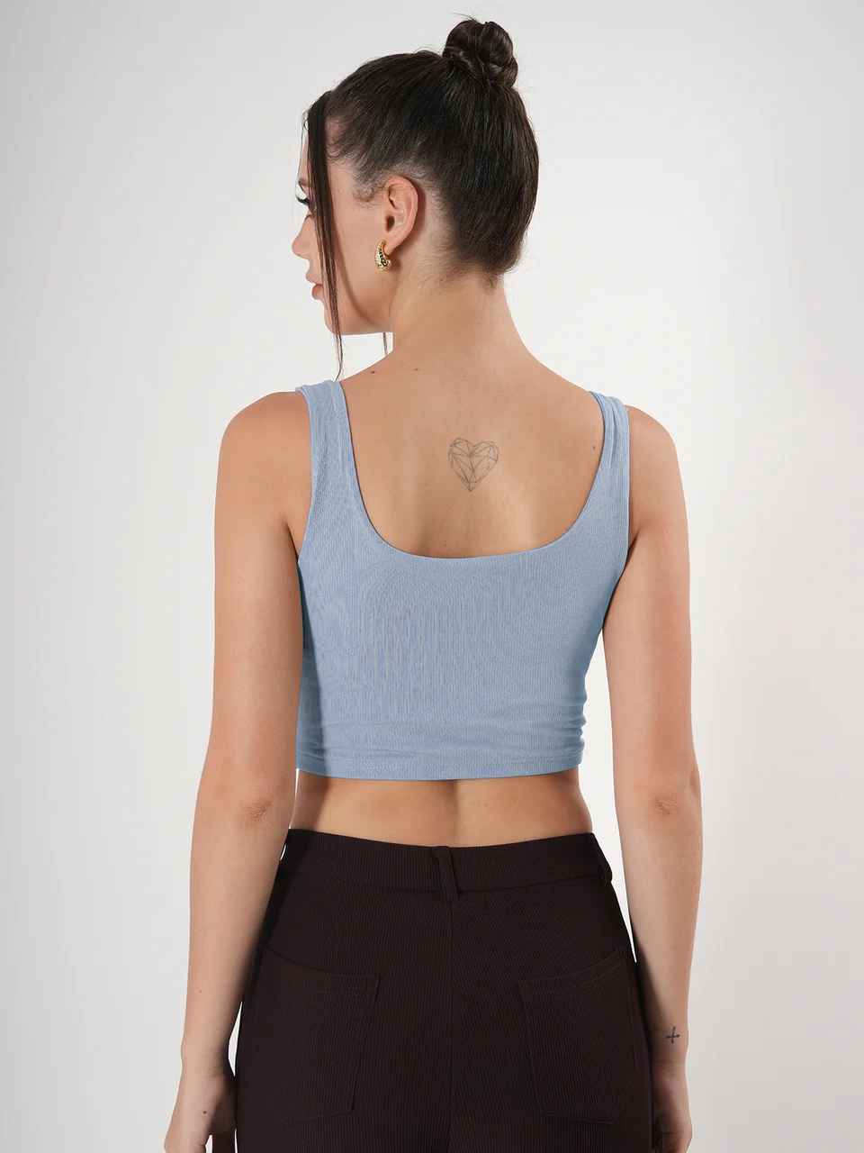 Clobug Solid Square Neck Sleeveless Body Fitted Crop Top - Image 41