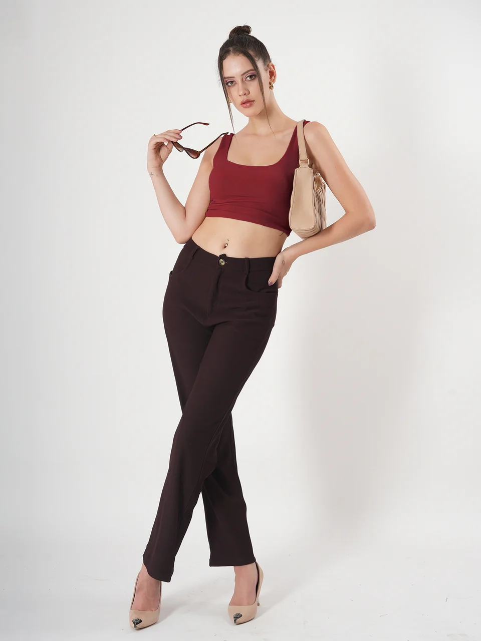 Clobug Solid Square Neck Sleeveless Body Fitted Crop Top - Image 51